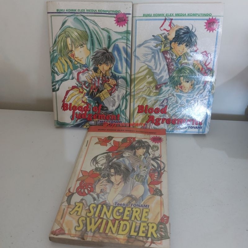 SET KOMIK BL Shounen Ai Taeko Tonami - Blood of Judgement / Blood of Agreement / A Sincere Swindler