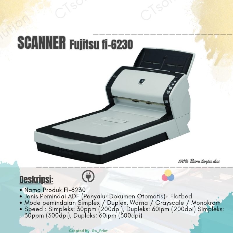 Scanner F4 speed hingga 40ppm Fujitsu fi-6230