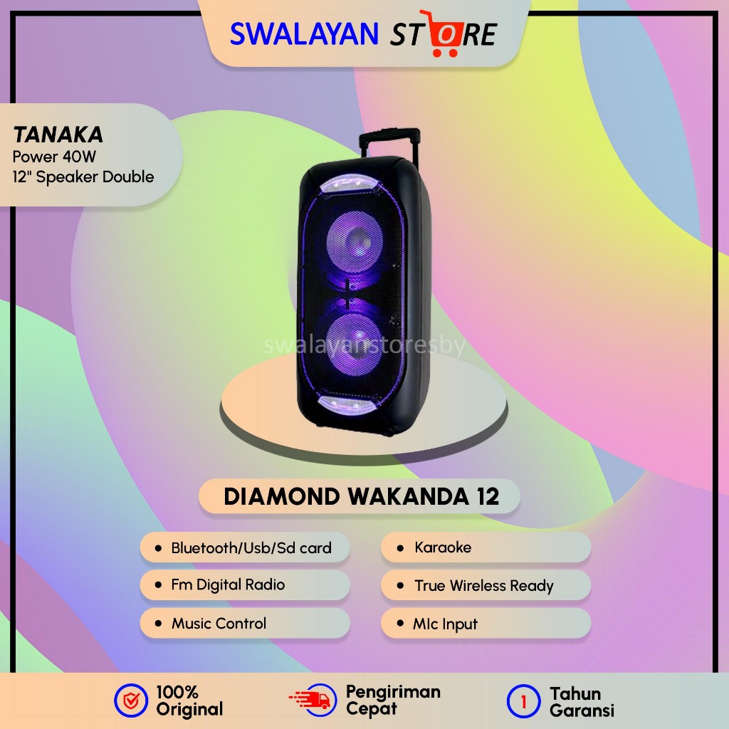 SPEAKER PORTABLE SPEAKER KARAOKE SPEAKER BLUETOOTH BONUS MIC TANAKA WAKANDA 12/10/8 IN. SPEAKER BLUE