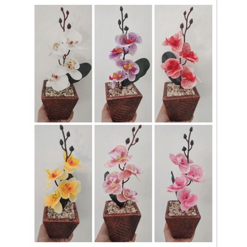 BUNGA HIAS ANGGREK PLASTIK BUNGA + VAS