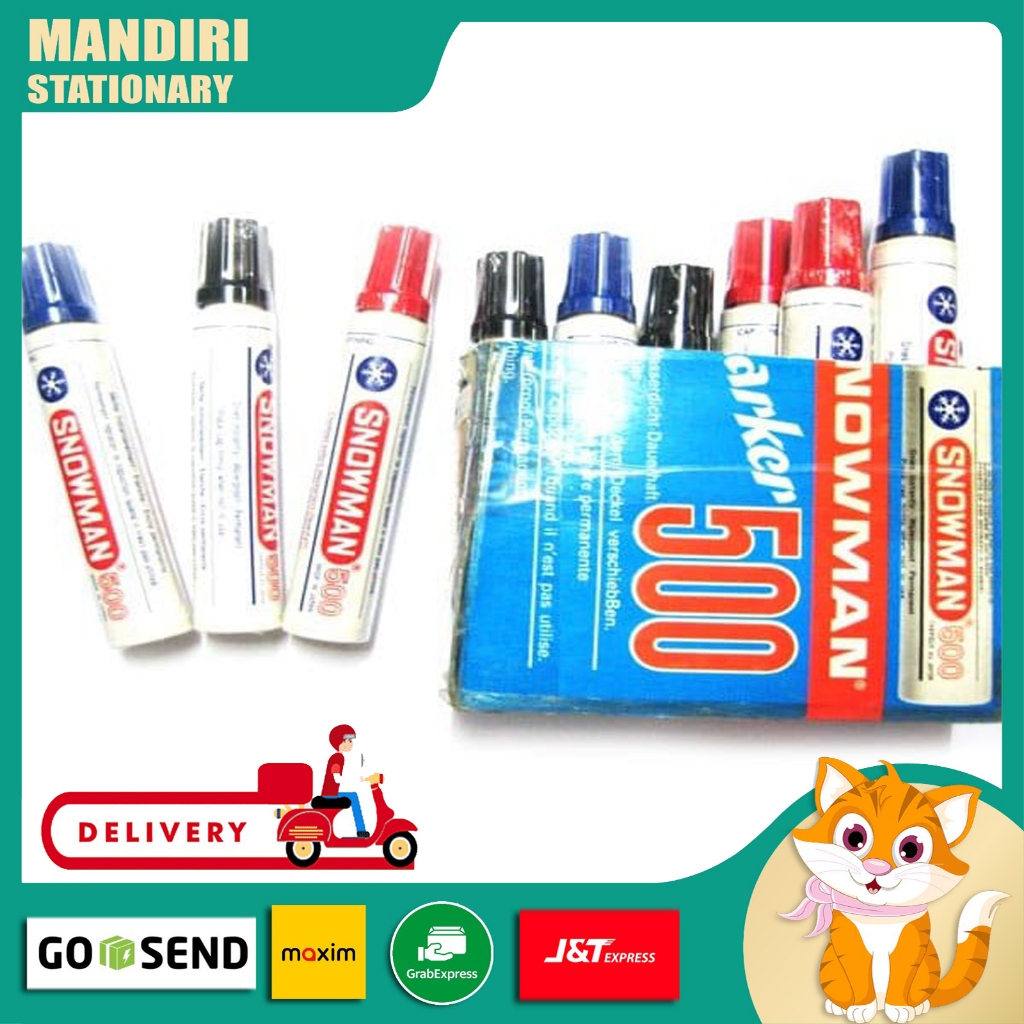 

Spidol Snowman Jumbo 500 Permanent Hitam, Merah, Biru