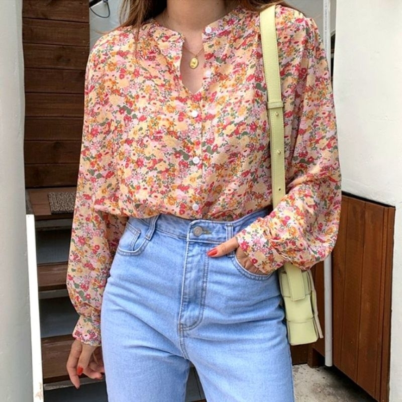 Liva Blouse/Blouse Bunga Bunga/Blouse Bunga Korean