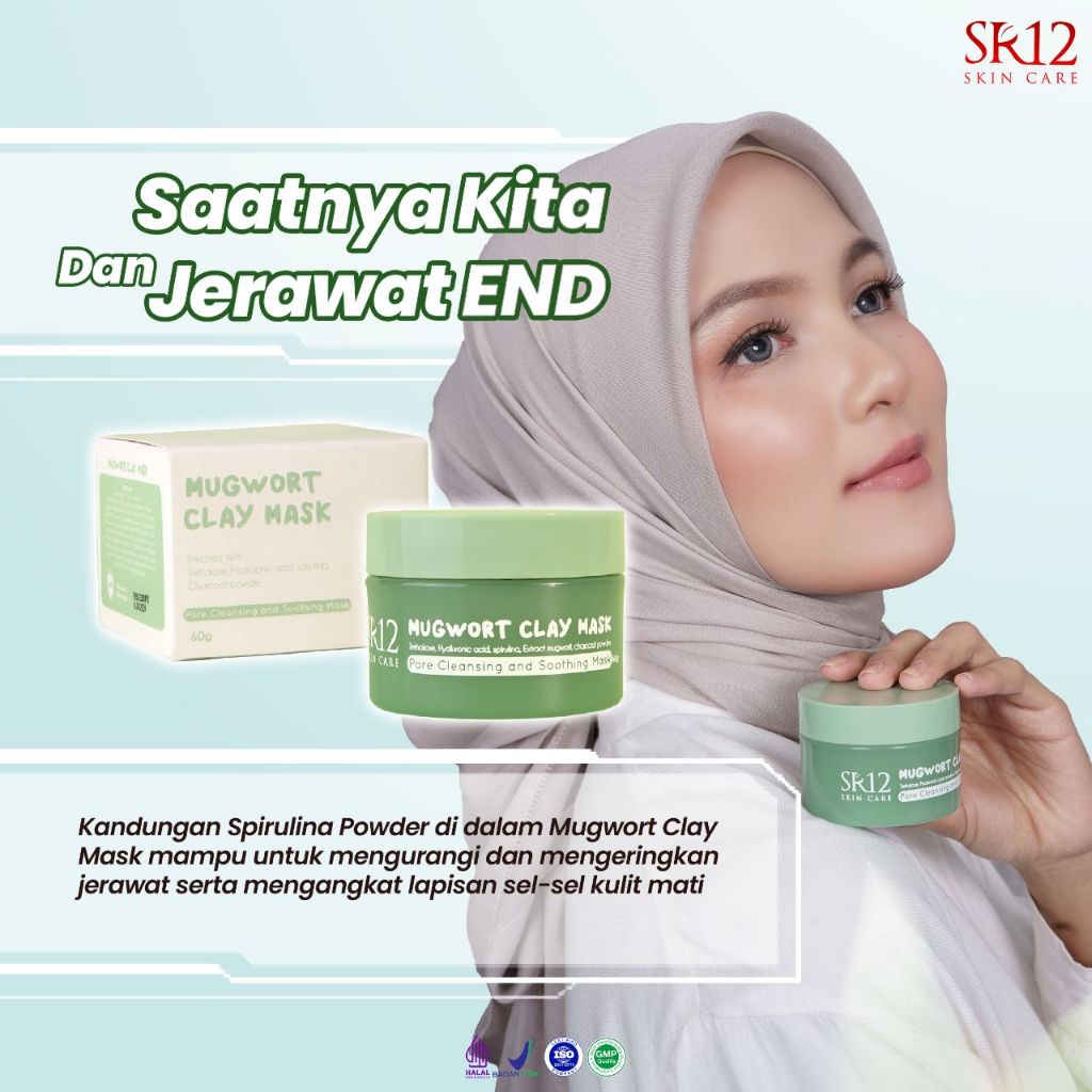 Mugwort Clay Mask SR12 Mugwort Mask Pore Cleansing & Shooting Mask Masker Wajah Jerawat Dan Kusam Bp