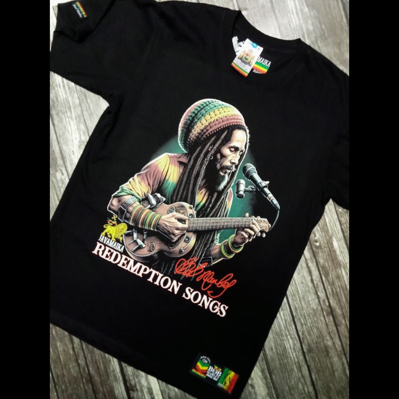 Kaos Bob Marley, Baju Reggae, kaos Distro, Baju Rasta, Kaos Redemption Song, Original javamaika Rast