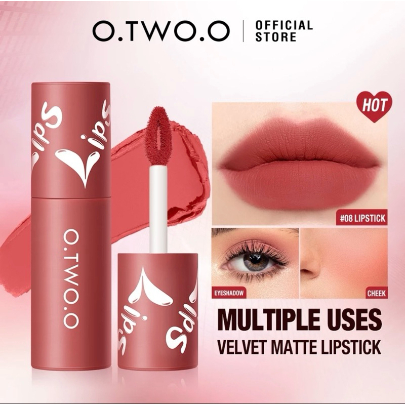 [BPOM] O.TWO.O Lip Clay Velvet Cream Matte Lipstick Waterproof Lip Tint & Cheek Mud OtwoO Liptint Li