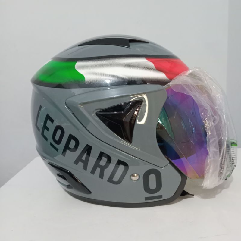 Helm JP 13 Motif Leopard Marine Glossy SNI Dewasa Pria Wanita