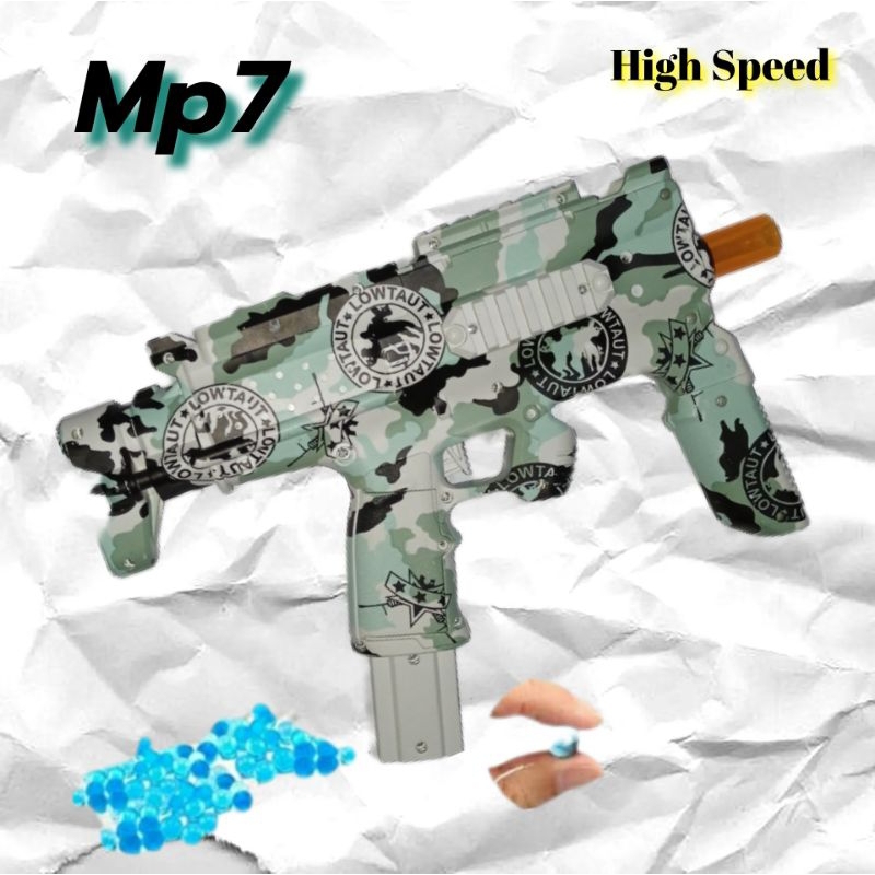 pistol mainan anak &amp; dewasa mp7 water gel blaster gun electrik  high speed