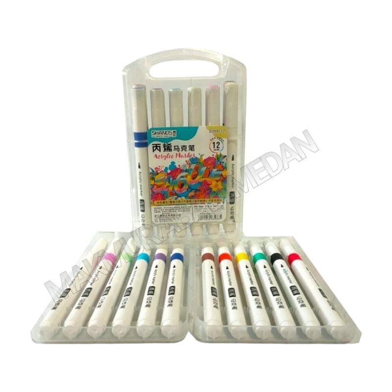 

(1SET) Acrylic Marker Pen Set 12 Warna SHANDS S356-12 / Spidol Akrilik 12 Warna / Spidol Marker Akrilik Box Set / Spidol Akrilik Serbaguna