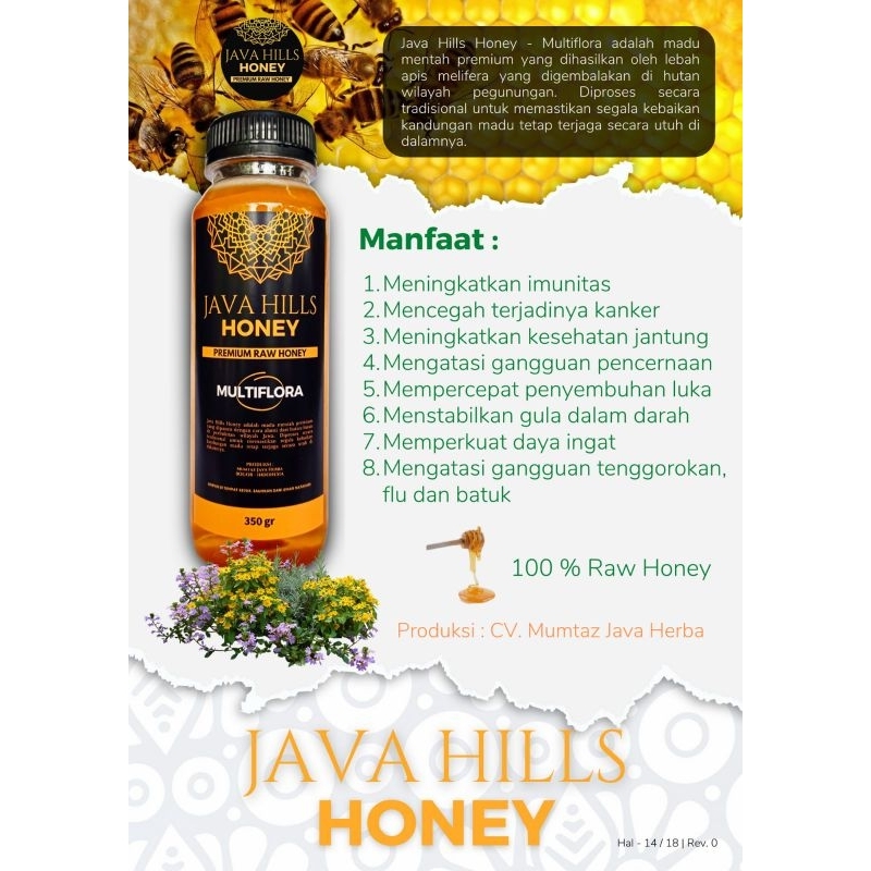 

[RAW HONEY 100%] Madu Multiflora Coffe blossom Javahills 320gram Free jahe merah instan