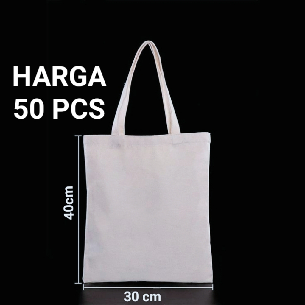 Totebag Blacu Resleting | Tas Tote Bag Blacu Polos | Paket isi 50 pcs