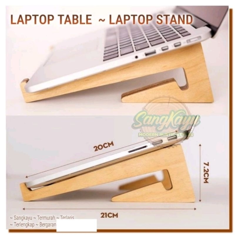 Laptop stand laptop meja laptop kayu macbook stand Notebook stand 003 - KAYU MAHONI