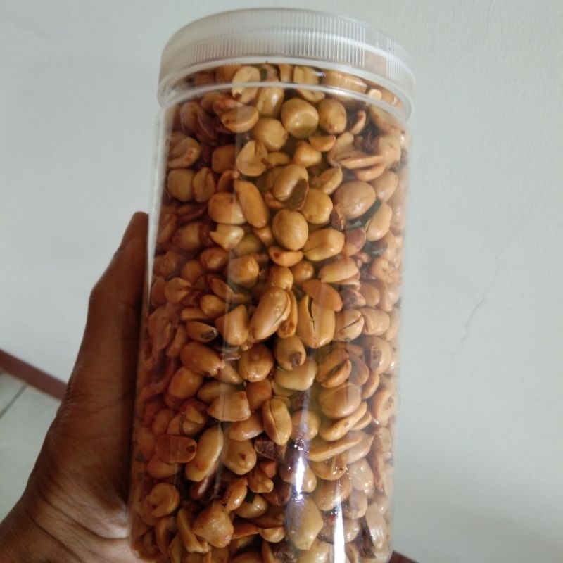 

Kacang bawang goreng kemasan toples 1000ml " netto 600 gram kacang tojin kacang lebaran makanan ringan Snack cemilan