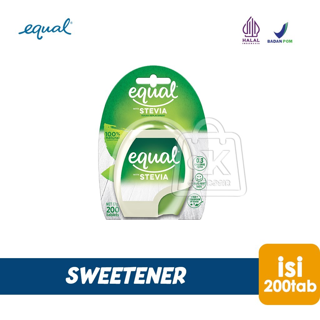 

Gula Pemanis Equal STEVIA Sweetener Nol Kalori (Tablet isi 200)