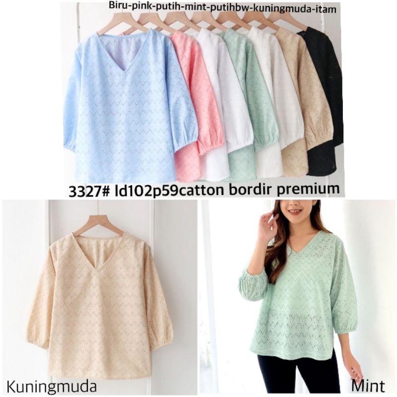 MC 73327 BLOUSE KATUN BORDIR BOLONG IMPORT