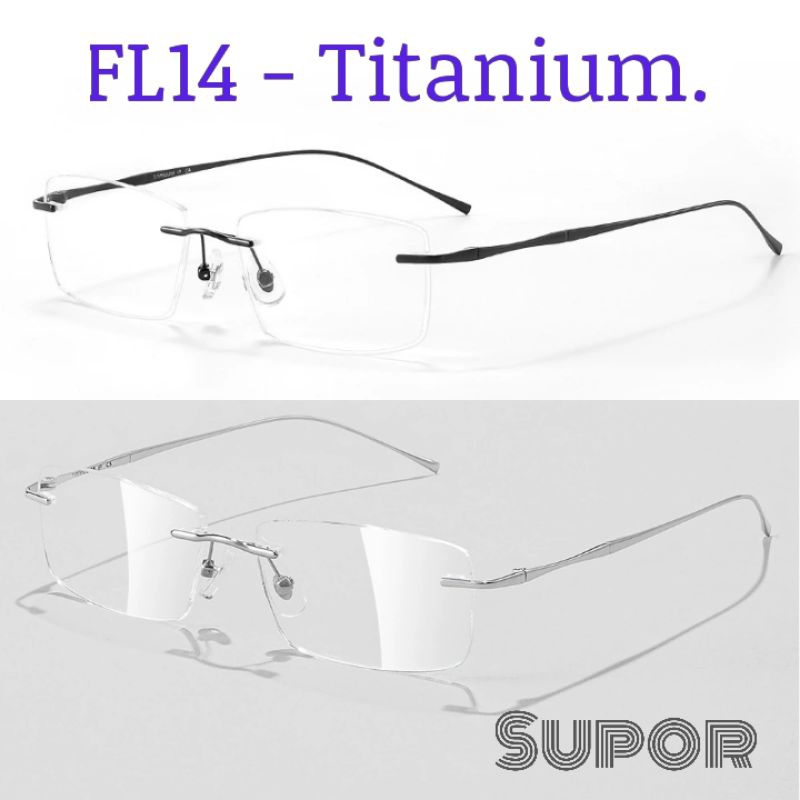 FL14 FRAME kacamata Titanium Asli FRAMELESS Titanium Rimless  super ringan Minimalis 