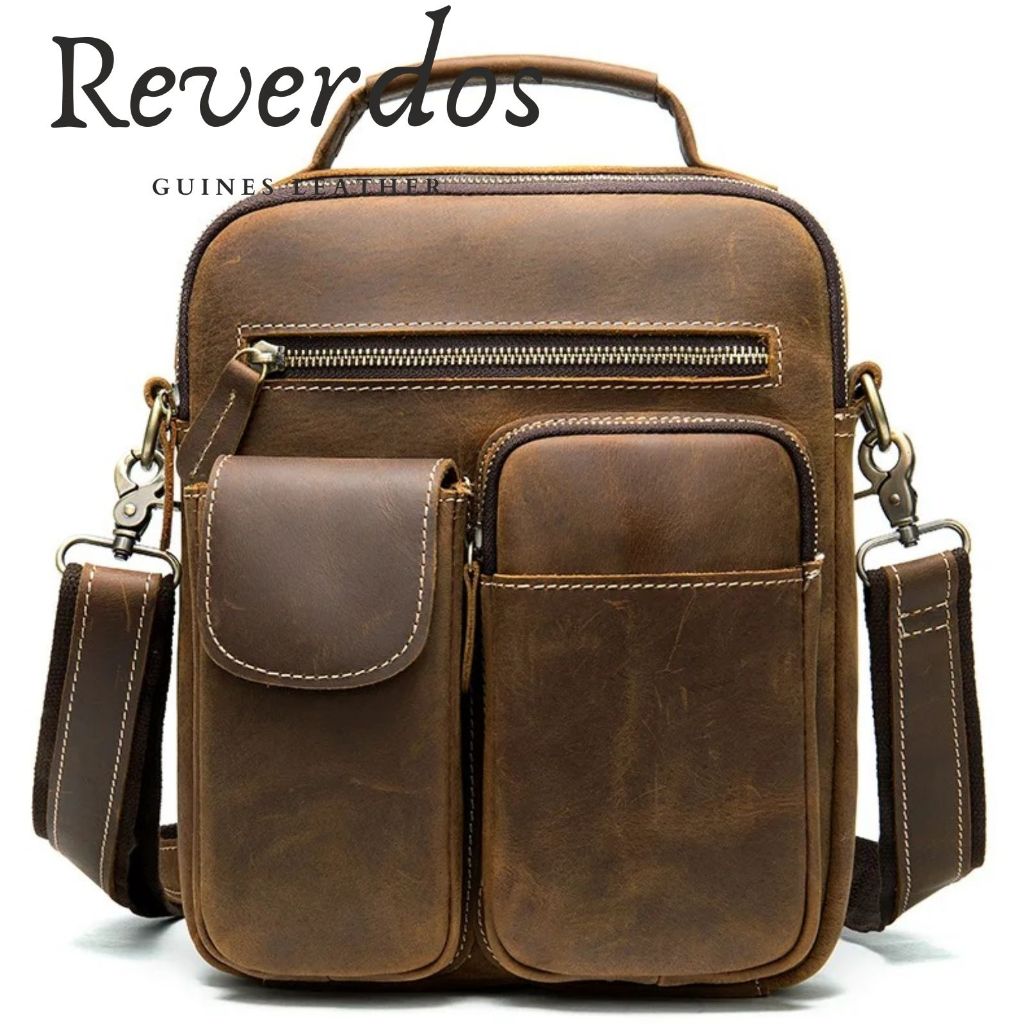 Tas Selempang Pria Kulit Asli Crazy Horse - Shoulder Bag Vintage Mini Messenger Leather