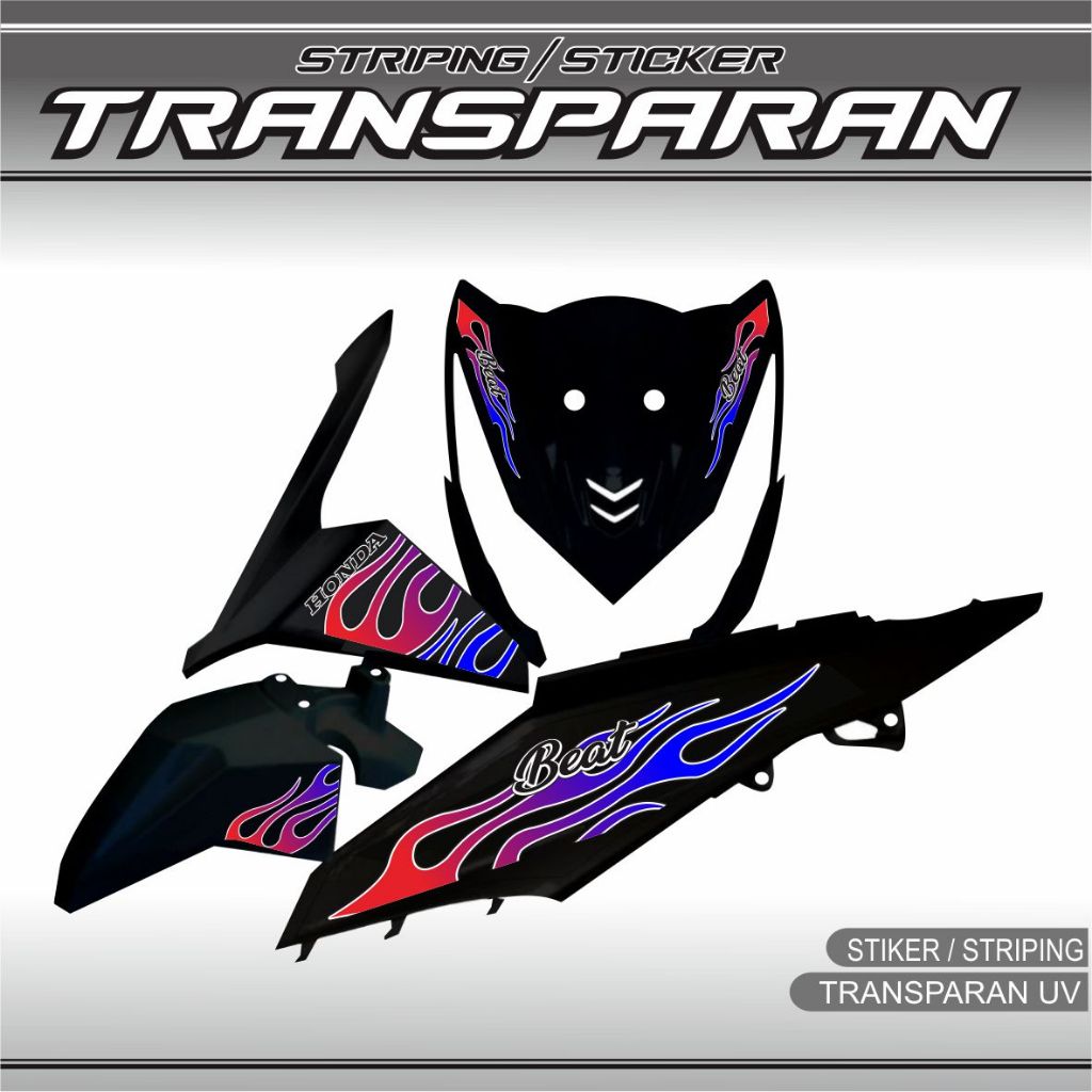 STRIPING BEAT FI STIKER TRANSPARAN UV ORIGINAL MOTOR BEAT PGM FI MOTIF