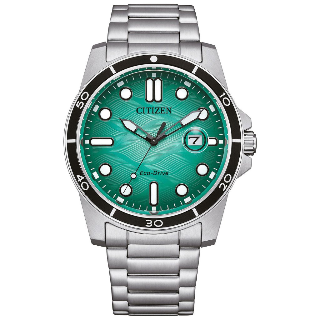 Jam Tangan Citizen AW1816-89L Eco-Drive Sporty Marine Solar Light Green Turquoise Dial Silver Stainl