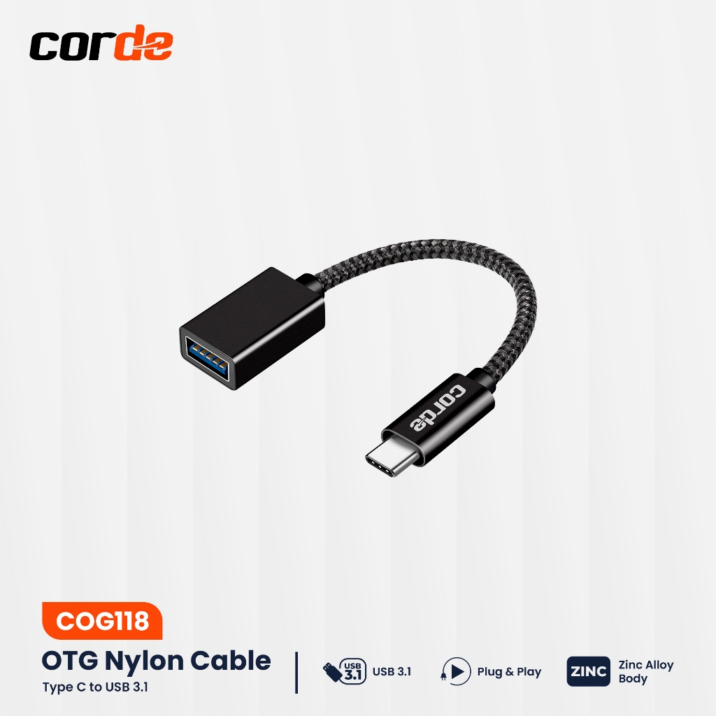 CORDE Kabel OTG Type C Adapter USB 3.1 Nylon Braided COG118