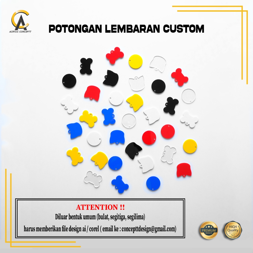 

CUSTOM POTONGAN AKRILIK 3MM BENTUK SELAIN PERSEGI