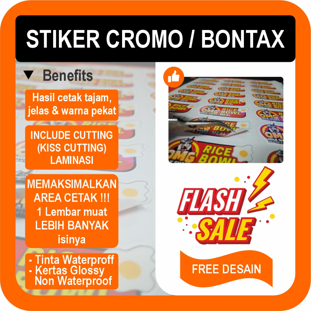 

CETAK PRINT STIKER CROMO BONTAK GLOSSY CUSTOM