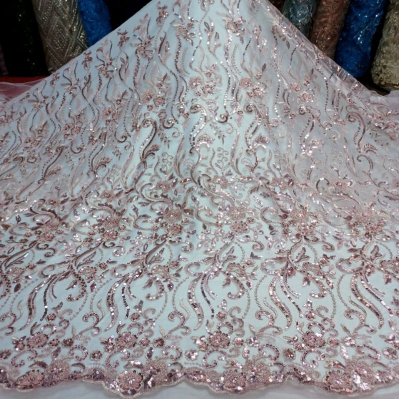 Tille full payet spenggel/Kain kebaya wanita, Bahan Kain Kebaya Cantik full payet bordir