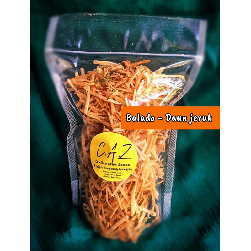 

Keripik singkong gangsor rasa Balado daun jeruk cemilan akhir Zaman 210 gram