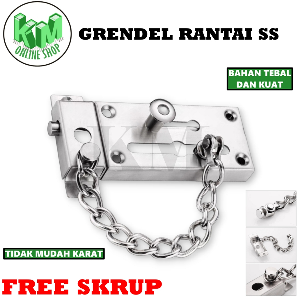 Grendel Rantai Pintu Stainless Steel / Grendel Slot Rantai Pintu & Jendela / Safety Chain Lock Stain