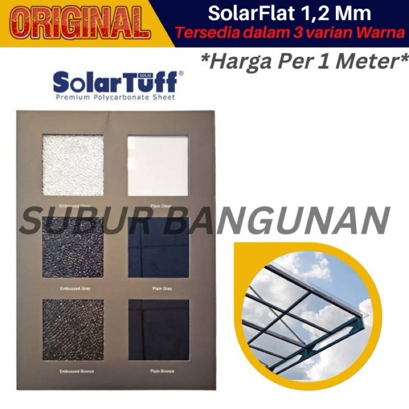 Solarflat SolarTuff Solid, Atap Kanopi Polycarbonat Murah 1,2 Mm Polos