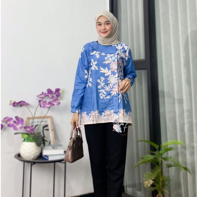 Blouse Batik Wanita Modern Lengan Panjang