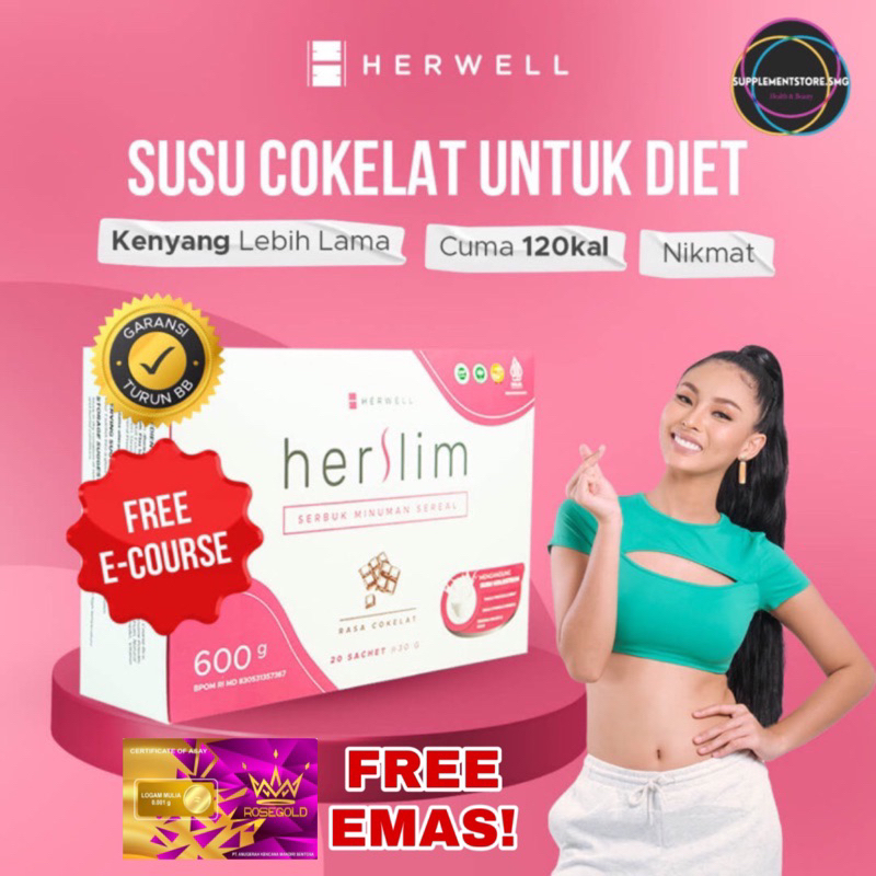 

[FREE GOLD] HERSLIM 1 BOX 20 sachet HERLEAN HERVIBE HERWELL Susu Diet Pengganti Sarapan Slimming Pelangsing Detox