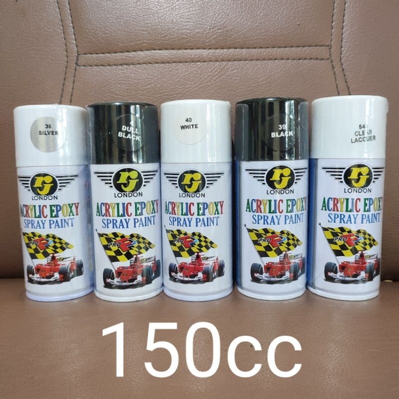 RJ London 150cc Cat Kaleng Semprot Spray Paint Pylox Warna Hitam Glossy Putih Clear Silver Hitam Dof