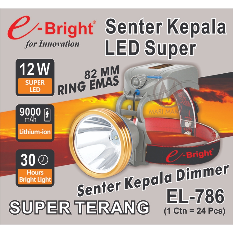 Senter Kepala Super Terang Besar Dimmer EL-786