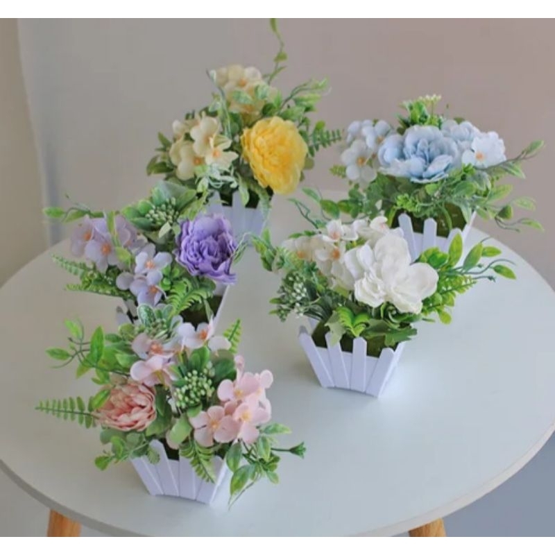 Naindo Bunga Peoni plus pot pagar hiasan ruang tamu dan kantor