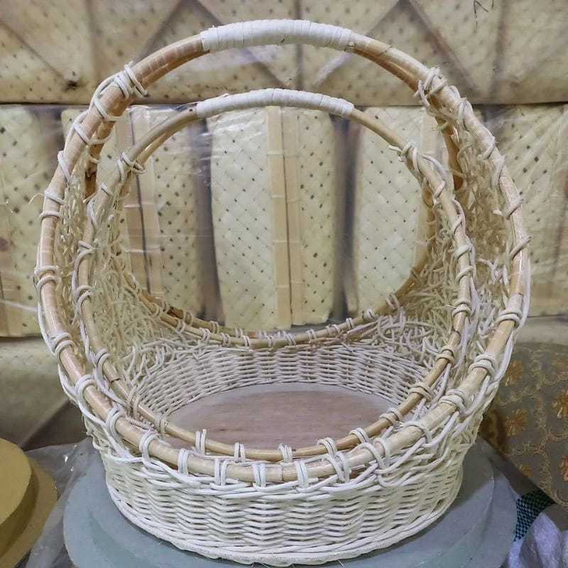 Diskon Murah Keranjang Parcel Rotan Anyaman Motif Cincin 1Set Isi 2Pcs Baki Seserahan Lamaran Pernik