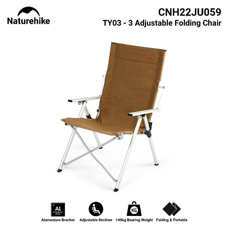 KURSI LIPAT NATUREHIKE CNH22JU059 TIPE 47 TY03 PLUS 3 ADJUSTABLE RECLINER PORTABLE FOLDING CHAIR OUT