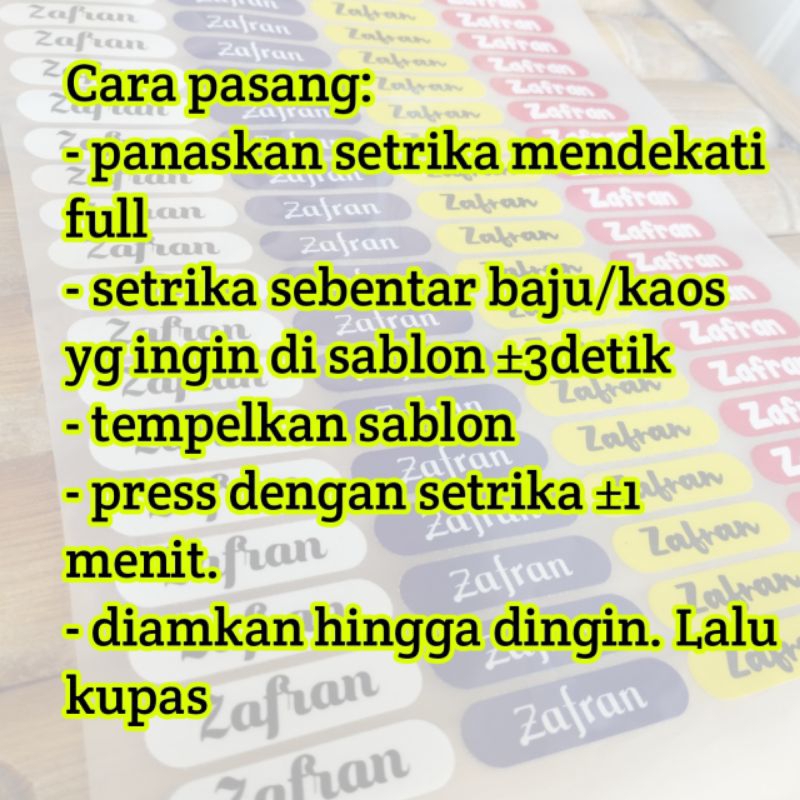 sablon setrika nama / sablon setrika baju / sablon baju