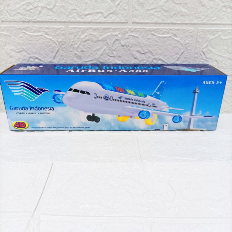 Mainan Pesawat Garuda Indonesia Airbus A380 Musik & Lampu 4D - Miniatur Pesawat Terbang Anak
