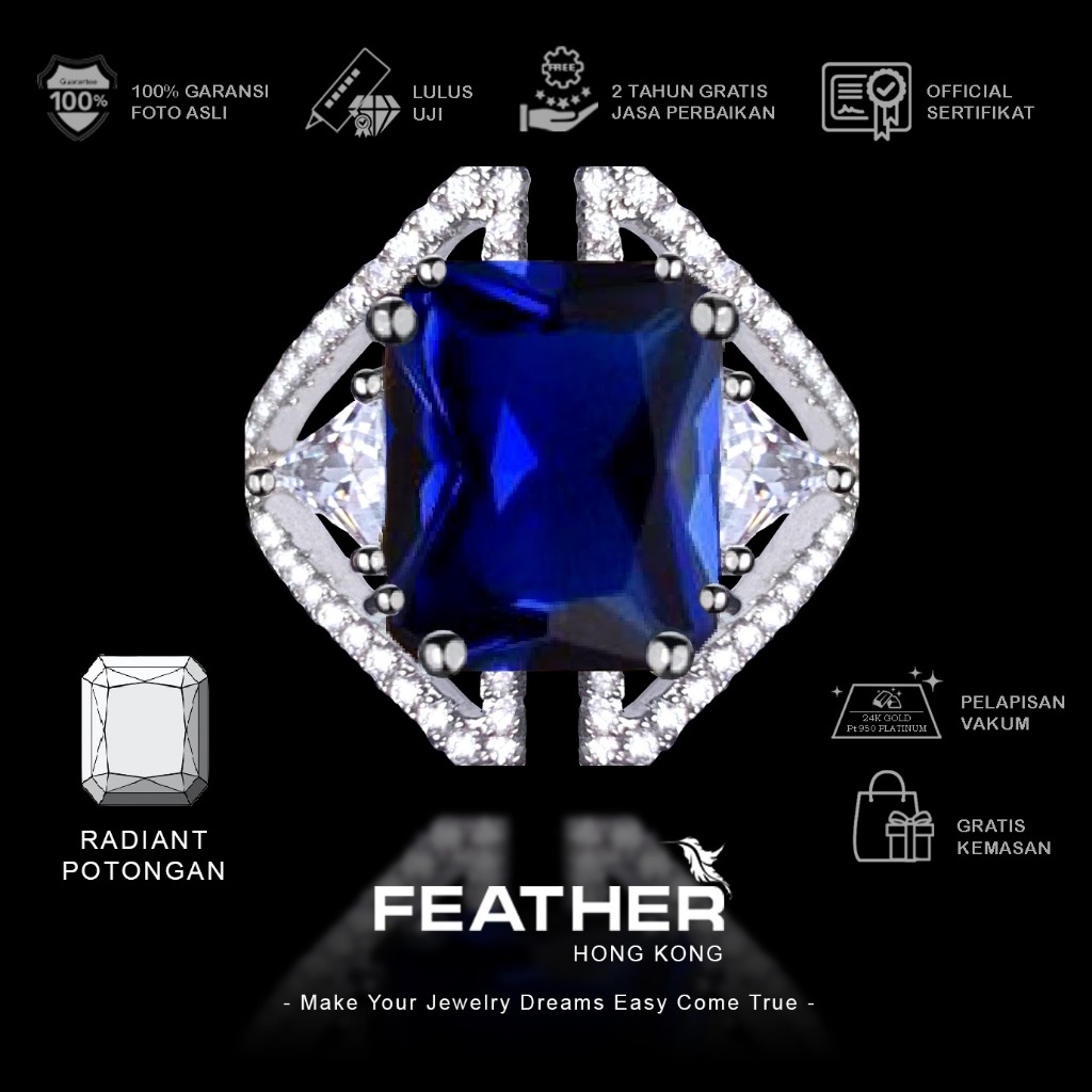 FEATHER HONGKONG - ( Adjustable ) - Cincin Cowok Pria Couple Wanita Lapisan Platinum Jewelry Laki-La