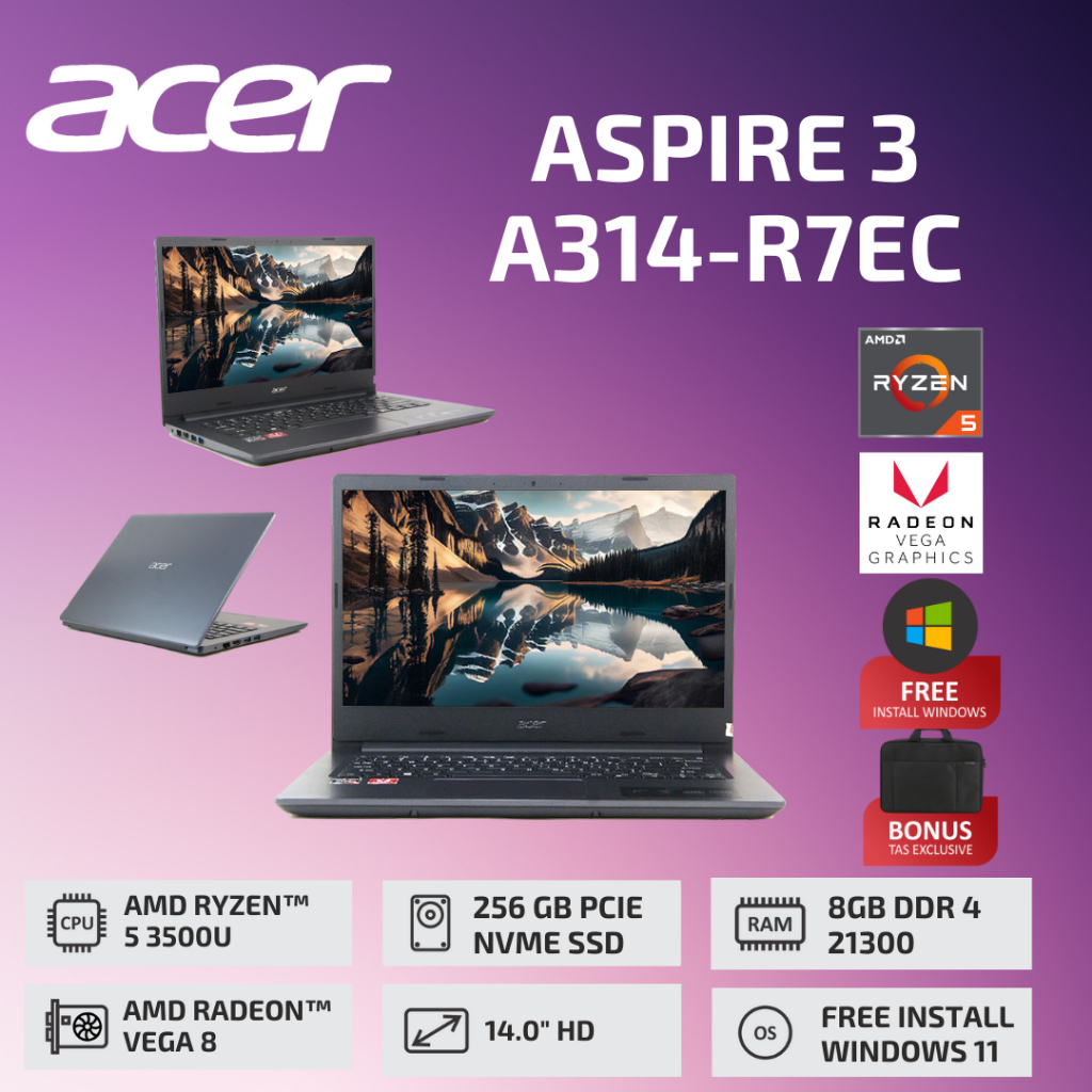 Promo Laptop Murah AMD Ryzen 5 3500U l RAM 8GB DDR 4  l SSD 256GB NVME l AMD Radeon VEGA 8 Graphics 