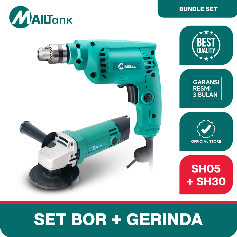 Mailtank SET ELECTRIK  DRILL SH30 BOR 10MM DAN  GERINDA TANGAN SH05