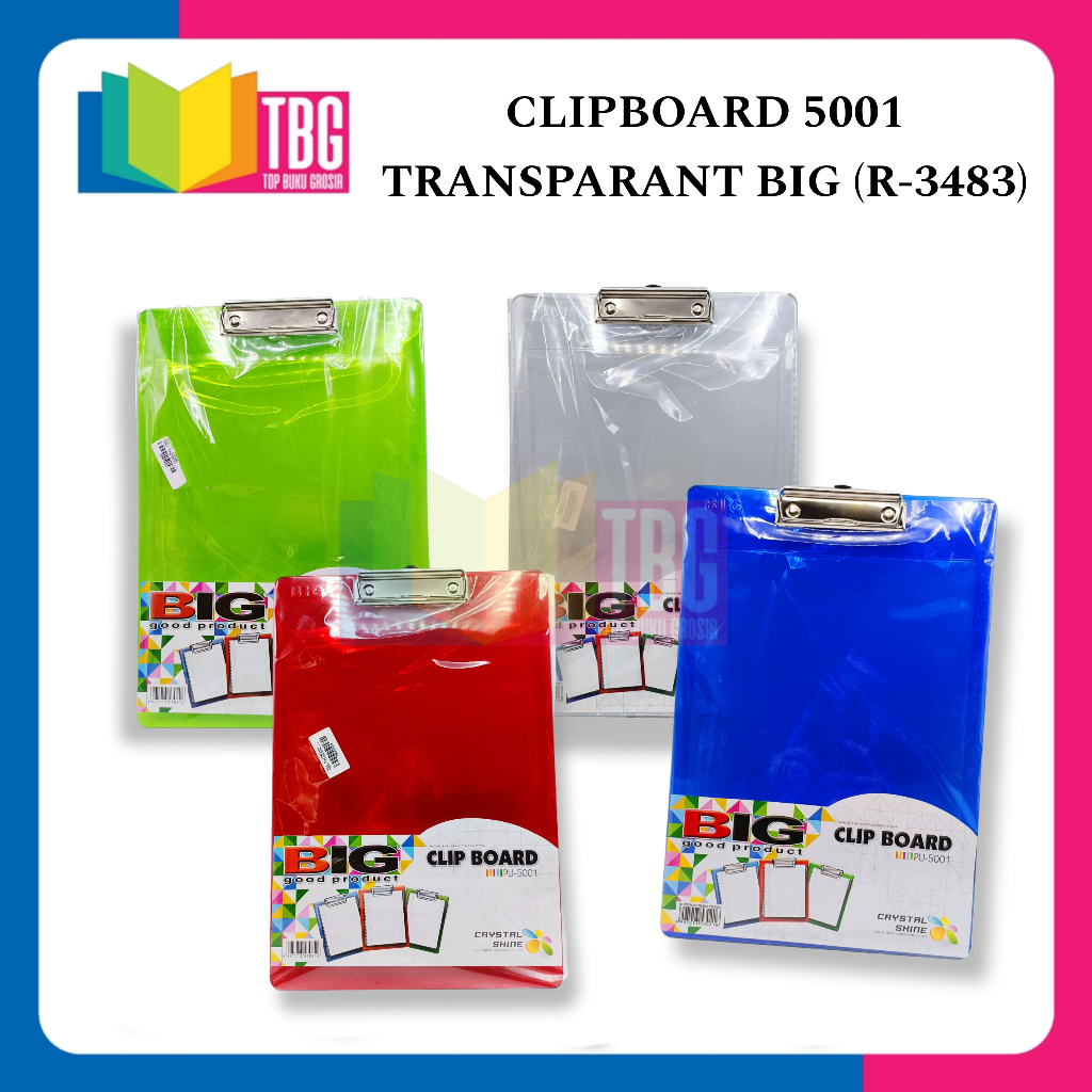

1 PCS CLIPBOARD 5001 TRANSPARANT BIG / PAPAN UJIAN/ PAPAN JALAN/ PAPAN KLIP (R-3483)