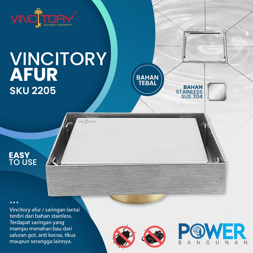 Afur Kamar Mandi Lantai Stainless | Afur Pembuagan Air Lantai Anti Serangga | 2205