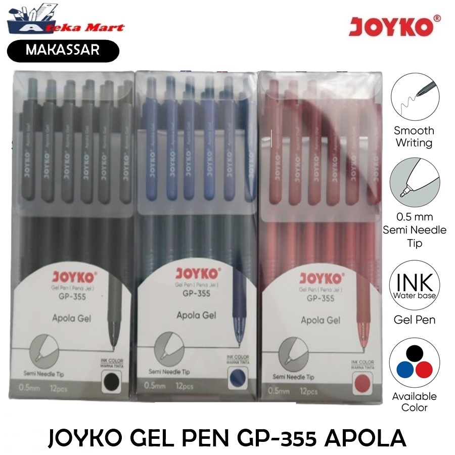 

[BOX/12PCS] JOYKO GEL PEN GP-355 APOLA PULPEN CETEK