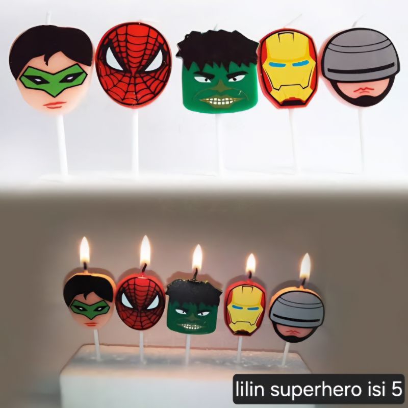 Lilin avengers ulang tahun isi 5 set lilin ultah avenger lilin karakter superhero avenger set isi 5 