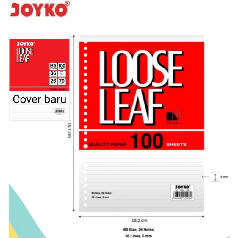 

GROSIR 1 LUSIN 12 BUAH ISI KERTAS BINDER LOOSE LEAF GARIS LINE JOYKO KECIL BESAR A5 B5 100 LEMBAR