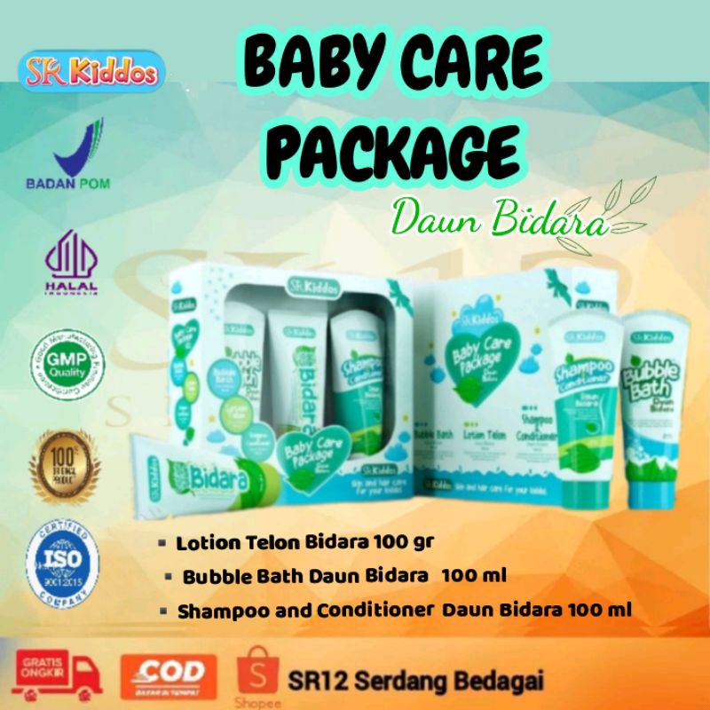 Baby Care Package Daun Bidara SR Kiddos / Bubble Bath Daun Bidara Sabun Cair / Lotion Telon Bidara /