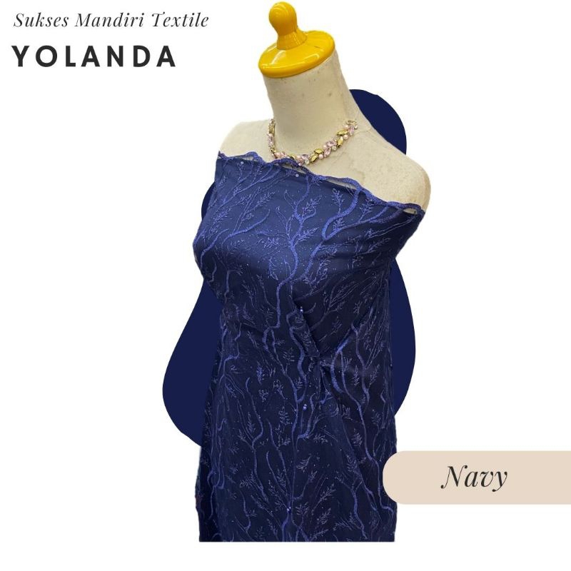 [YOLANDA] Brukat Tile Glitter Mutiara Akar Premium Mewah Tile | Harga ½ meter = 50 cm (Bahan Dress B