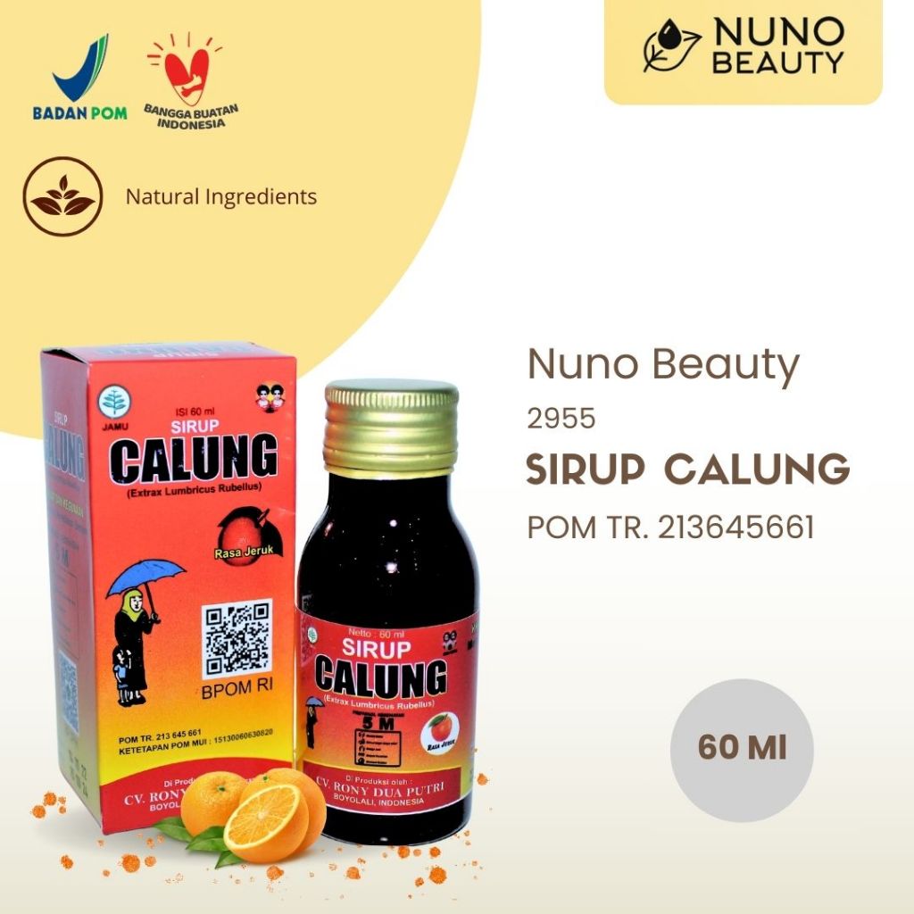 Sirup Calung  60 ml / Obat Sirup Ekstrak Cacing  / Obat Tipes / Sirup Penurun Demam / Jamu Penurun P
