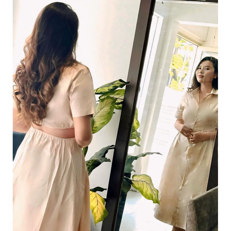 Midi Dress Korea Katun Poplin Premium